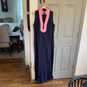 Sail to Sable Navy and Pink linen tunic Dress